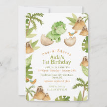 Convite de aniversário de dinossauro One-A-Saurus