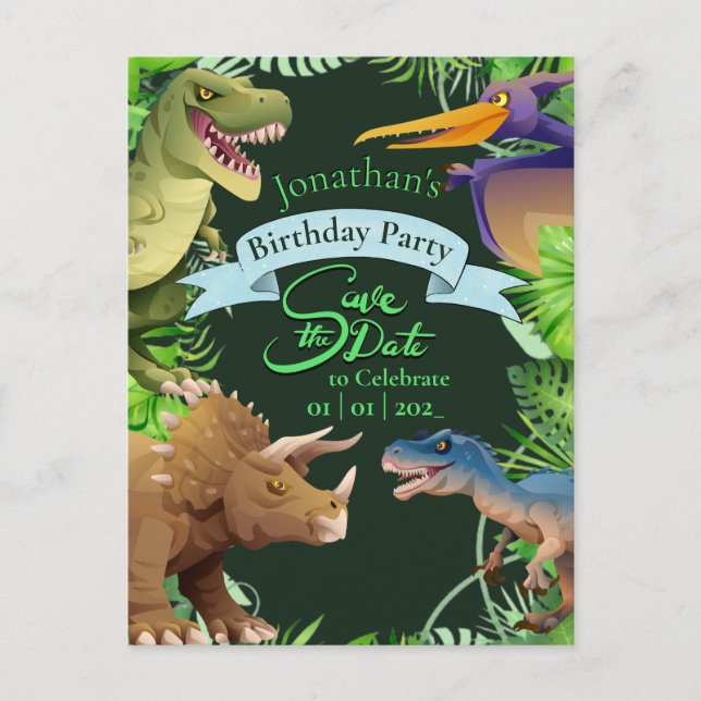 Convite de Aniversário de Dinossauro para Crianças (Frente)