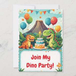 Convite de Aniversário de Dinossauro para Crianças