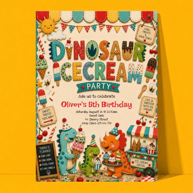 Convite de Aniversário de Dinossauro para Festa de (Criador carregado)