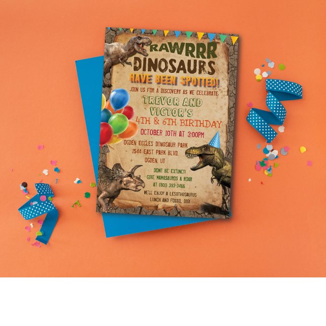 Convite de Aniversário de Dinossauro para Qualquer (Criador carregado)
