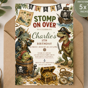Convite de Aniversário de Dinossauro Pirata