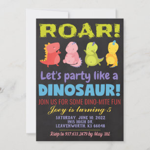 Convite de Aniversário de Dinossauro Rugindo