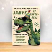 Convite de Aniversário de Dinossauro Stomp Chomp R