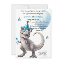 Convite de Aniversário de Dinossauro T-Rex Feroz