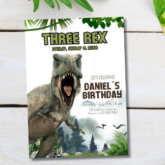 Convite de aniversário de dinossauro Três convites