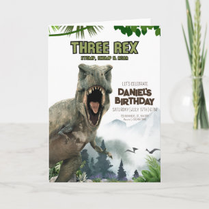 Convite de aniversário de dinossauro Três convites