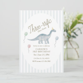 Convite de Aniversário de Dinossauro Três-rrifico