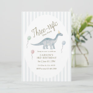 Convite de Aniversário de Dinossauro Três-rrifico