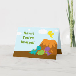 Convite de aniversário de dinossauros colorido