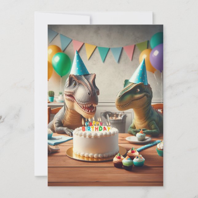 Convite de aniversário de dinossauros para partisa (Frente)