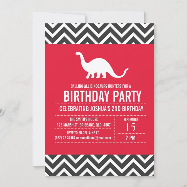 Convite de aniversário de Dinossauros Personalizad (Frente)