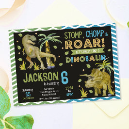 Convite de Aniversário de Dinossauros | T-rex | Tr