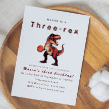 Convite de aniversário de dinossauros tríplice