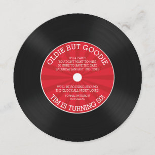 Convite de Aniversário de Disco de Vinil Retrô