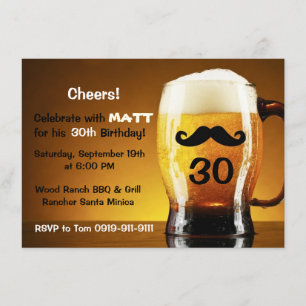 Convite de aniversário de Diversão do Bigode Beer