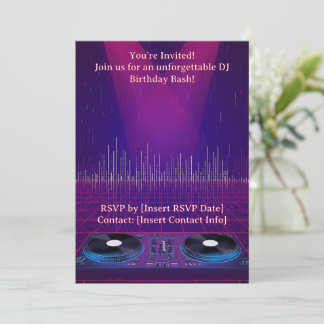 Convite de Aniversário de DJ - Personalizável