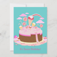 Convite de aniversário de doces e de bolo de choco