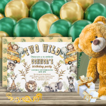 Convite de aniversário de dois animais selvagens d