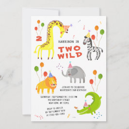 Convite de Aniversário de Dois Anos com Animais de