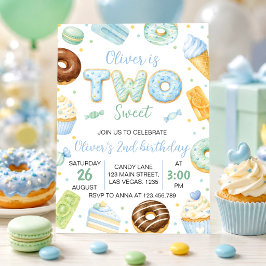 Convite de Aniversário de Dois Donuts Pastel Doce