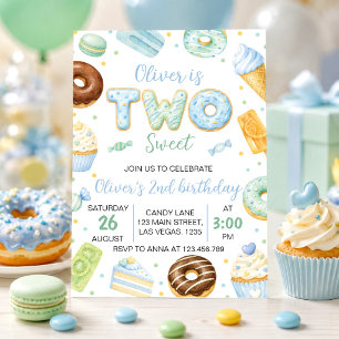 Convite de Aniversário de Dois Donuts Pastel Doce