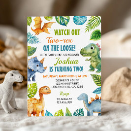 Convite de Aniversário de Dois Rex para Dinossauro