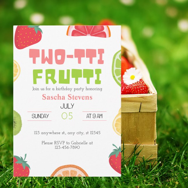 Convite de Aniversário de Dois-tti Frutti (Criador carregado)
