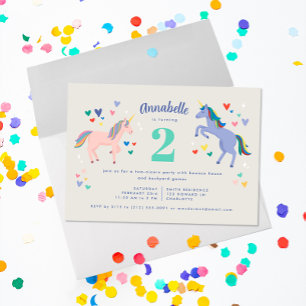 Convite de Aniversário de Dois Unicórnios Twonicor