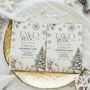 Convite de aniversário de dois ursos selvagens, se