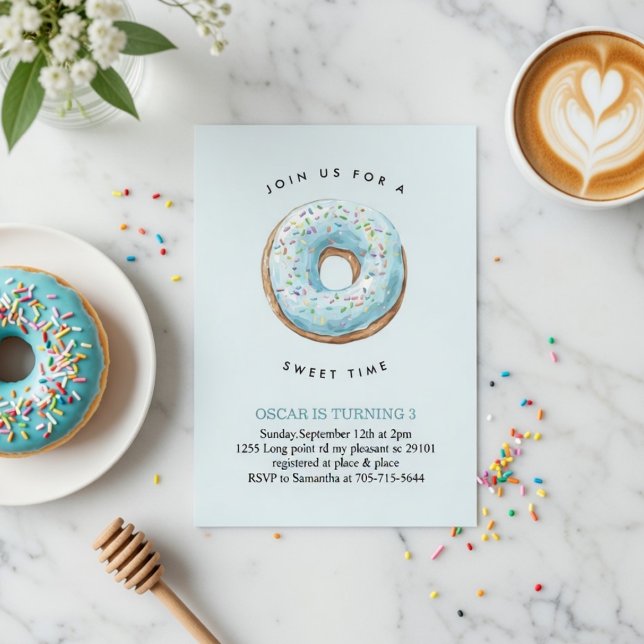 Convite de Aniversário de Donut | Festa de Donut D (Criador carregado)