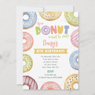 Convite de Aniversário de Donut Pastel - Não Quer