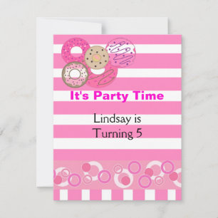 Convite de Aniversário de Donut Rosa