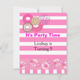 Convite de Aniversário de Donut Rosa