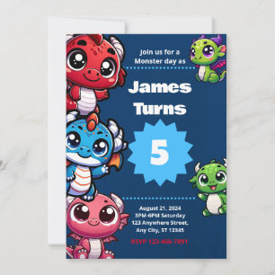 Convite de aniversário de dragão mágico