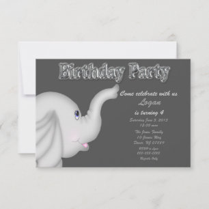 Convite de aniversário de elefante