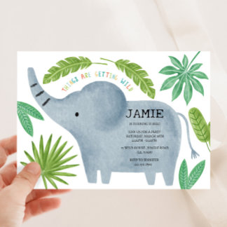 Convite de aniversário de elefante