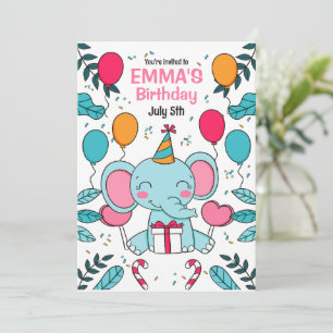 Convite de Aniversário de Elefante, Animais da Sel