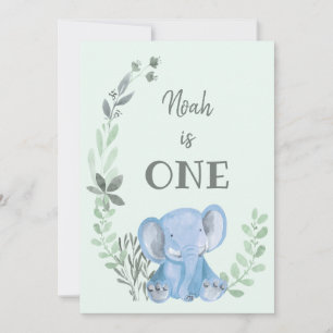 Convite de aniversário de elefante azul