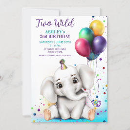 Convite de aniversário de Elefante Bonito
