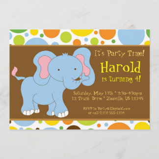Convite de aniversário de Elefante para Bebês