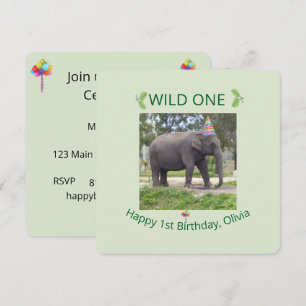 Convite de Aniversário de Elefante Selvagem para P