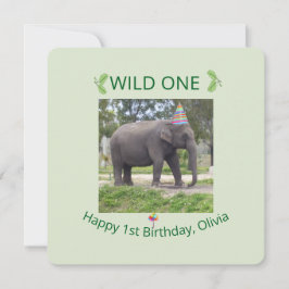 Convite de Aniversário de Elefante Selvagem para P