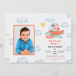 Convite de aniversário de elefantes de avião