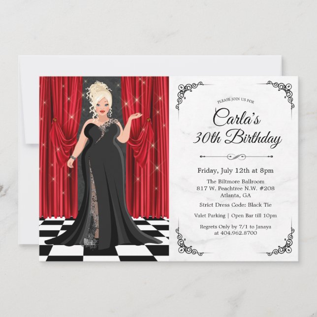 Convite de Aniversário de Elegância de Traje a Rig (Frente)