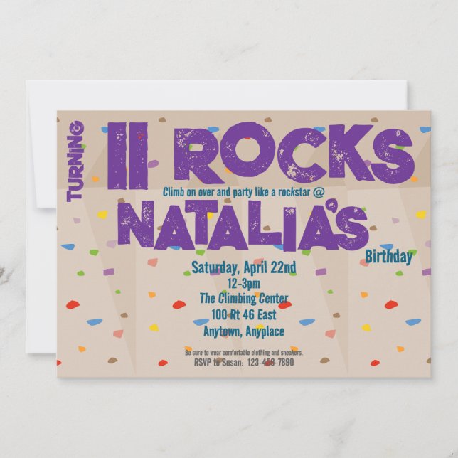 Convite de aniversário de Escala de Rock (Frente)