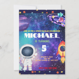 Convite de aniversário de espaço