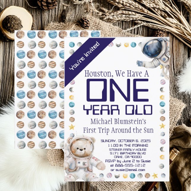 Convite de aniversário de Espaço Exterior de Idade (Criador carregado)