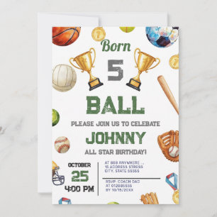 Convite de Aniversário de Esportes All Star Pessoa