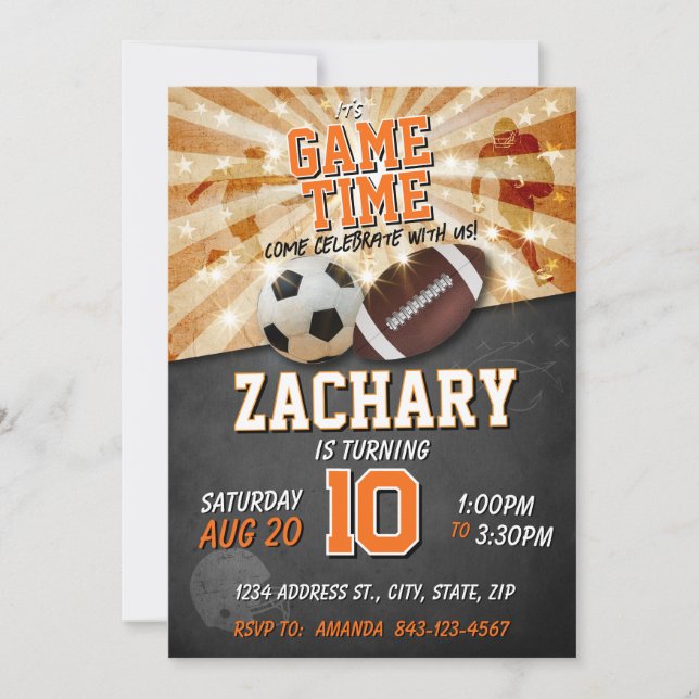 Convite de aniversário de esportes Futebol (Frente)